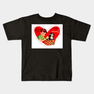 Vintage Valentine Boy and Dog Kids T-Shirt